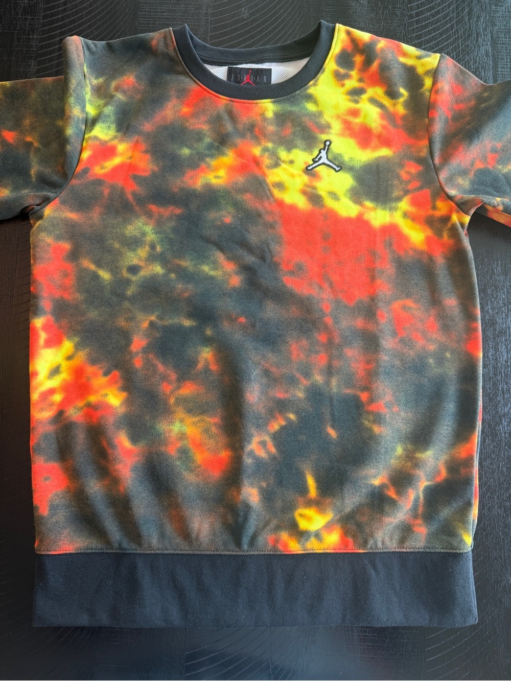 Jordan Kids' Tie-Dye Crewneck Sweatshirt Orange/Yellow/Black Size XL (13-15) NWT
